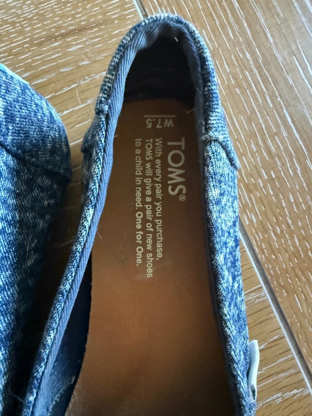 TOMS Classic Alpargata Size 7.5 Navy Speckled Canvas Slip On - Picture 4 of 4